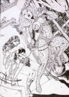 Wonder Woman captures Cheetah - Finished Inks Comic Art